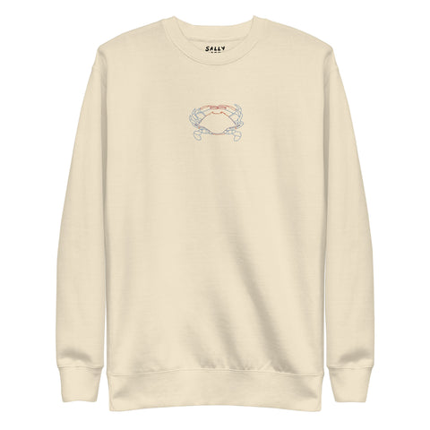 Blue Crab Embroidered Crew Neck Sweatshirt